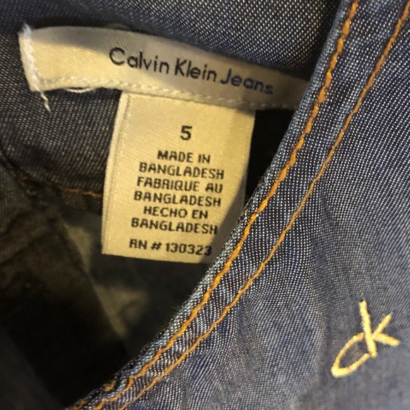 NEW! Designer CK Jeans Calvin Klein Lyocell Blue Denim Dress Little Girls 5 NWT - Picture 3 of 6
